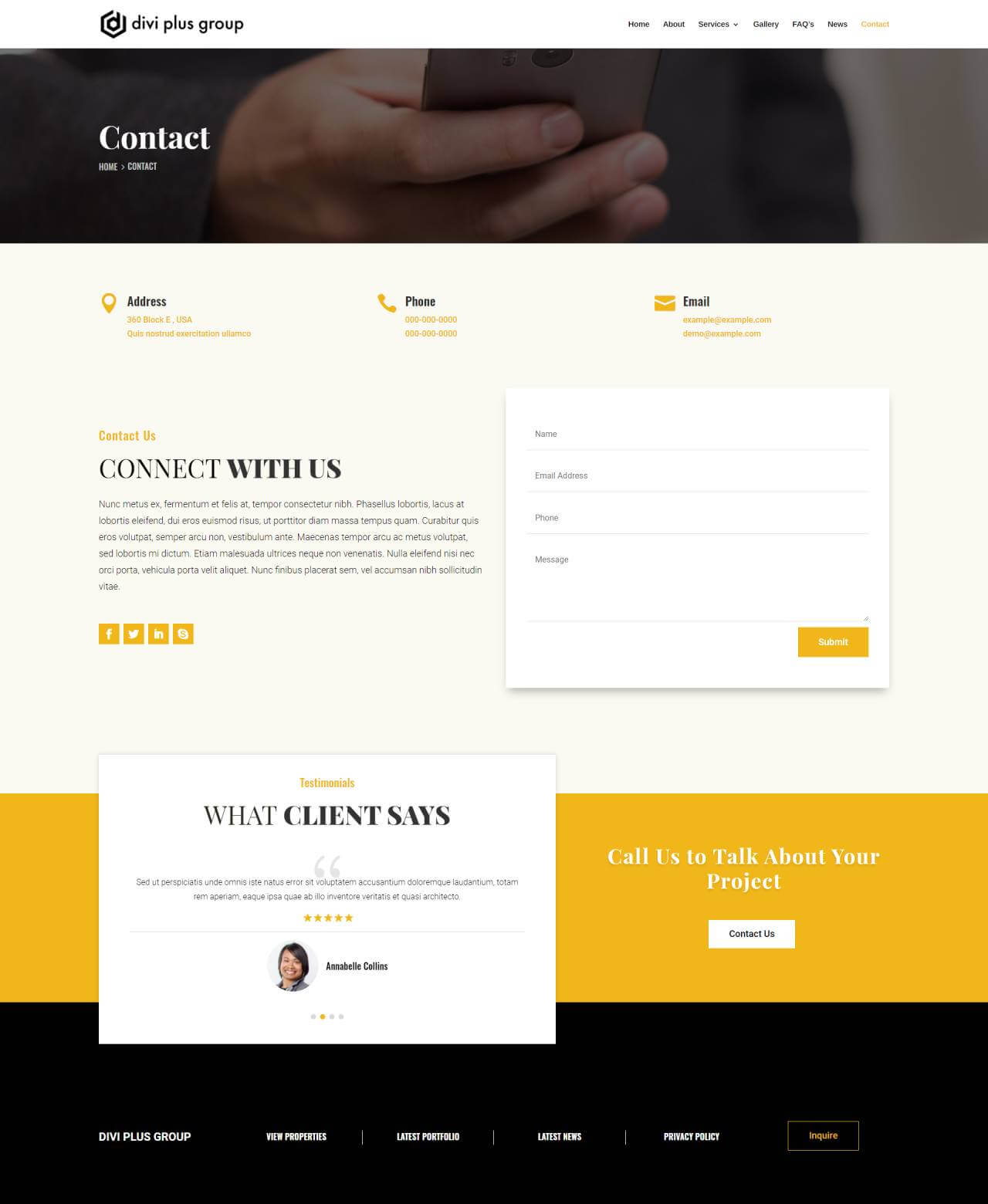 Divi Plus Construction Child Theme Contact