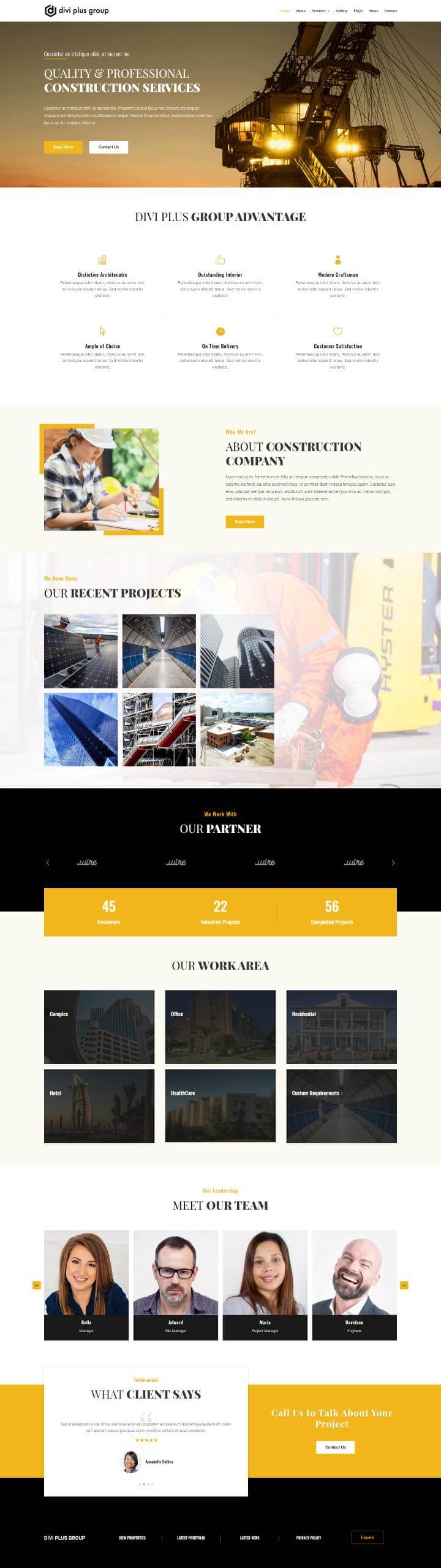 Divi Plus Construction Child Theme Home