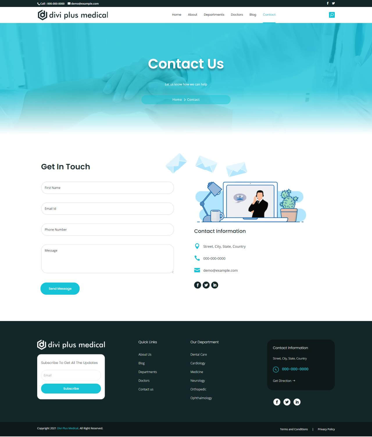 Divi Plus Medical Child Theme Contact