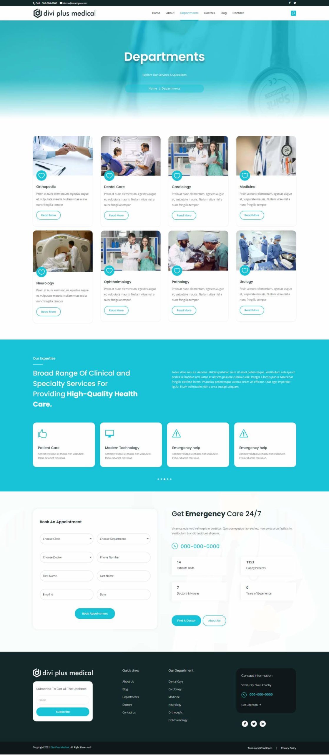 Divi Plus Medical Child Theme Departments