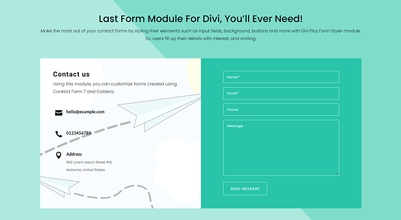 divi contact form layout