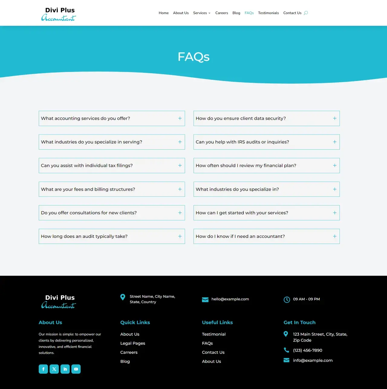 Divi Plus Accountant Child Theme