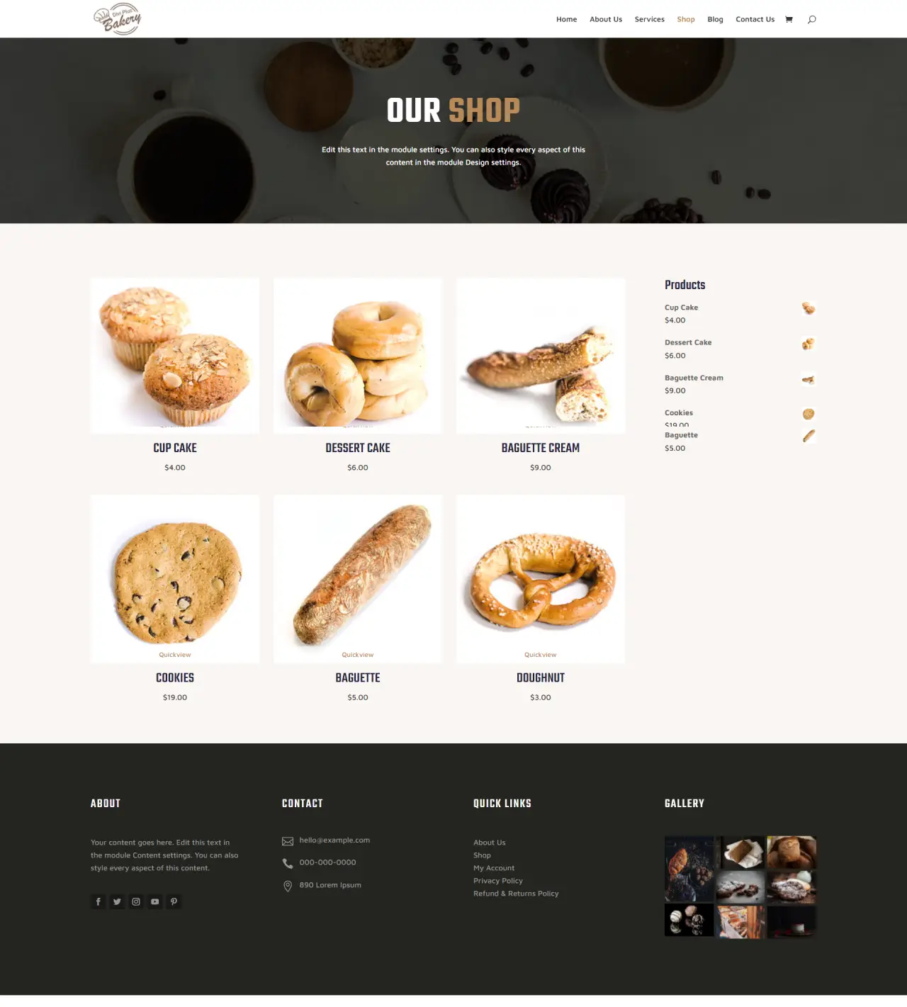 Divi Plus Bakery Shop