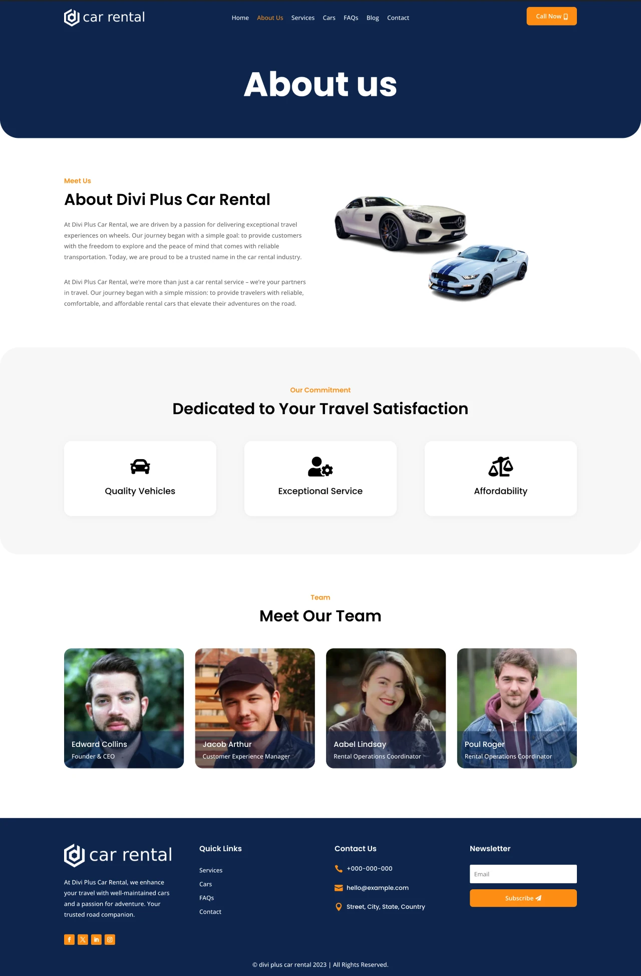 Divi Plus Car Rental Child Theme About Us