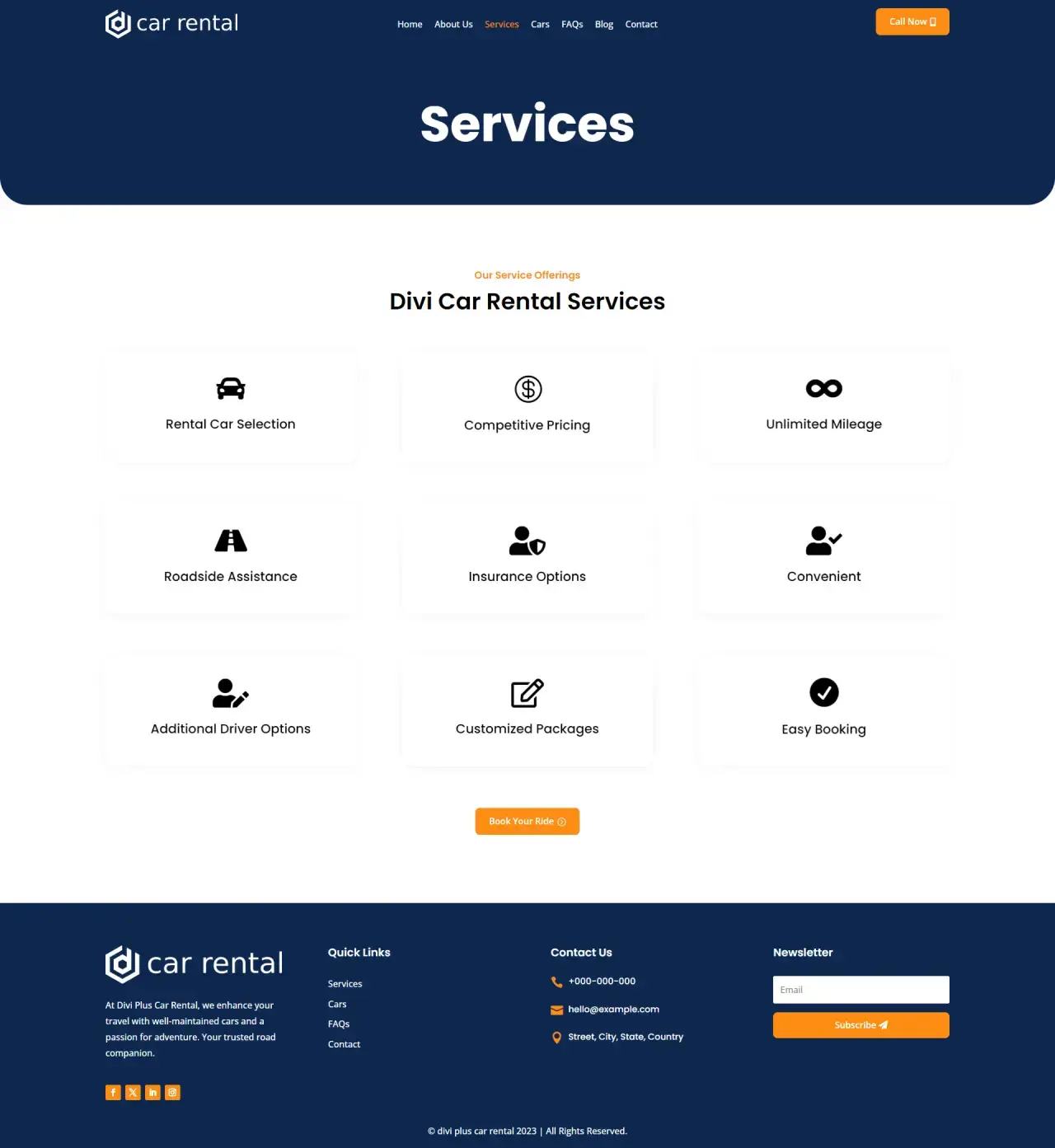 Divi Plus Car Rental Child Theme Services