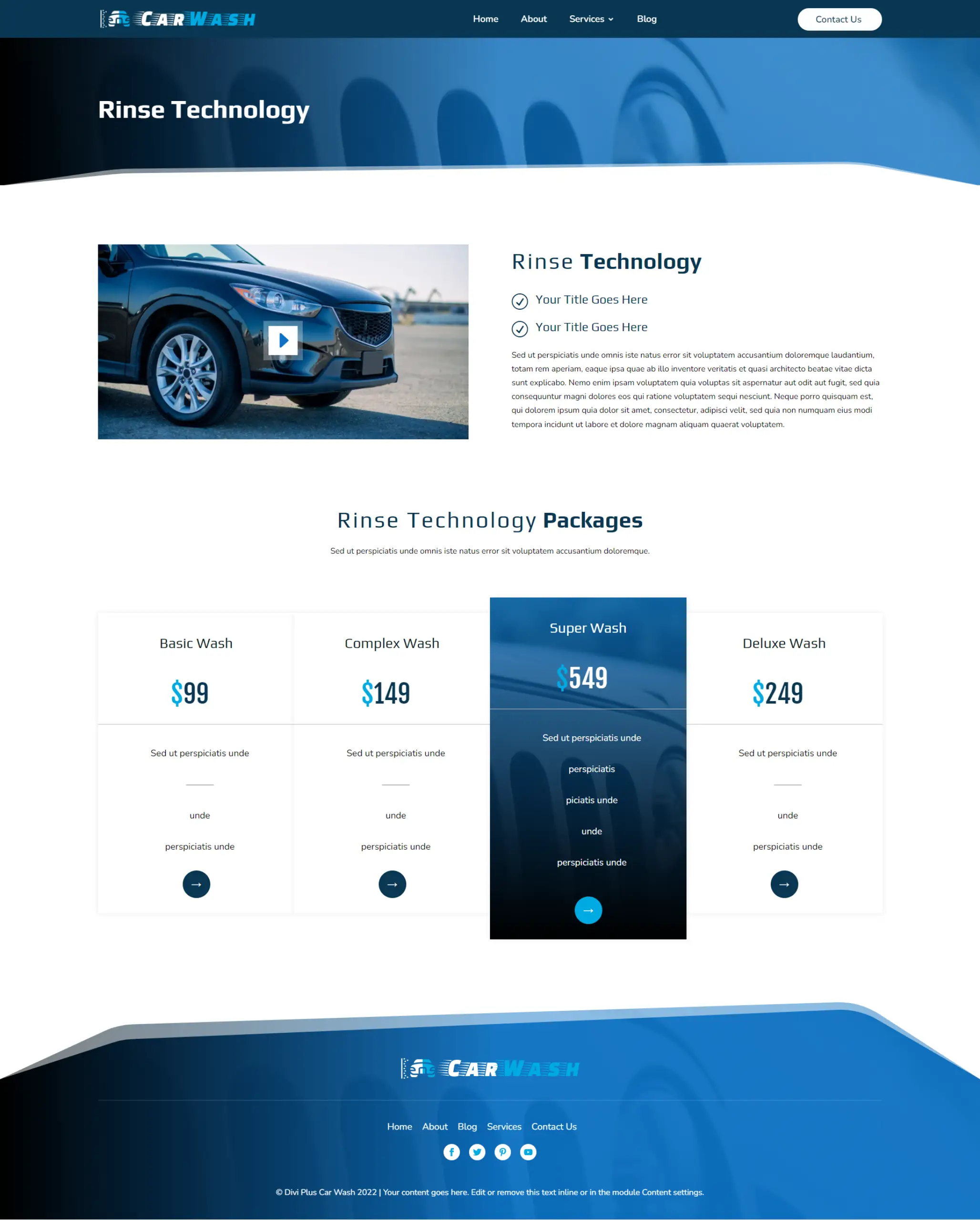 Divi Plus Car Wash Child Theme  Rinse Technology