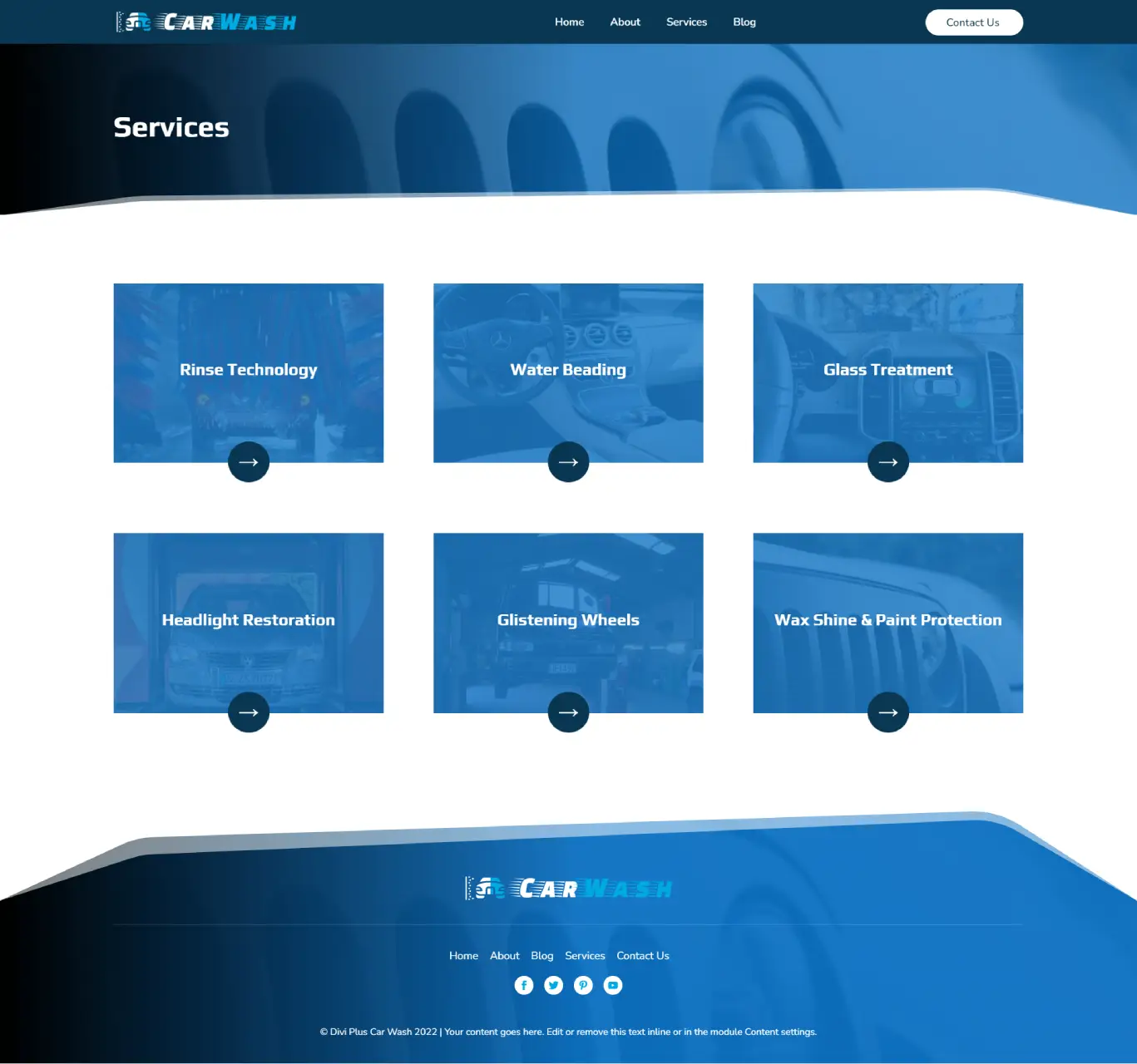 Divi Plus Car Wash Child Theme  Services