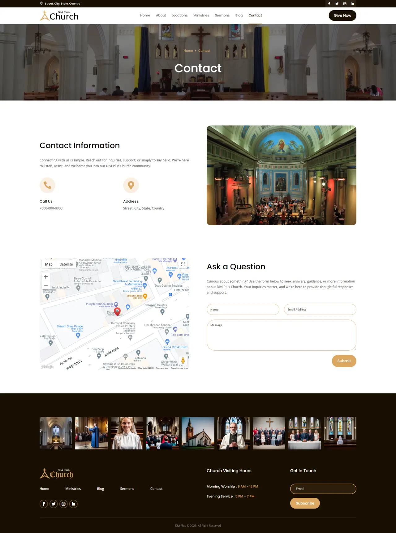 Divi Plus Church Child Theme Contact