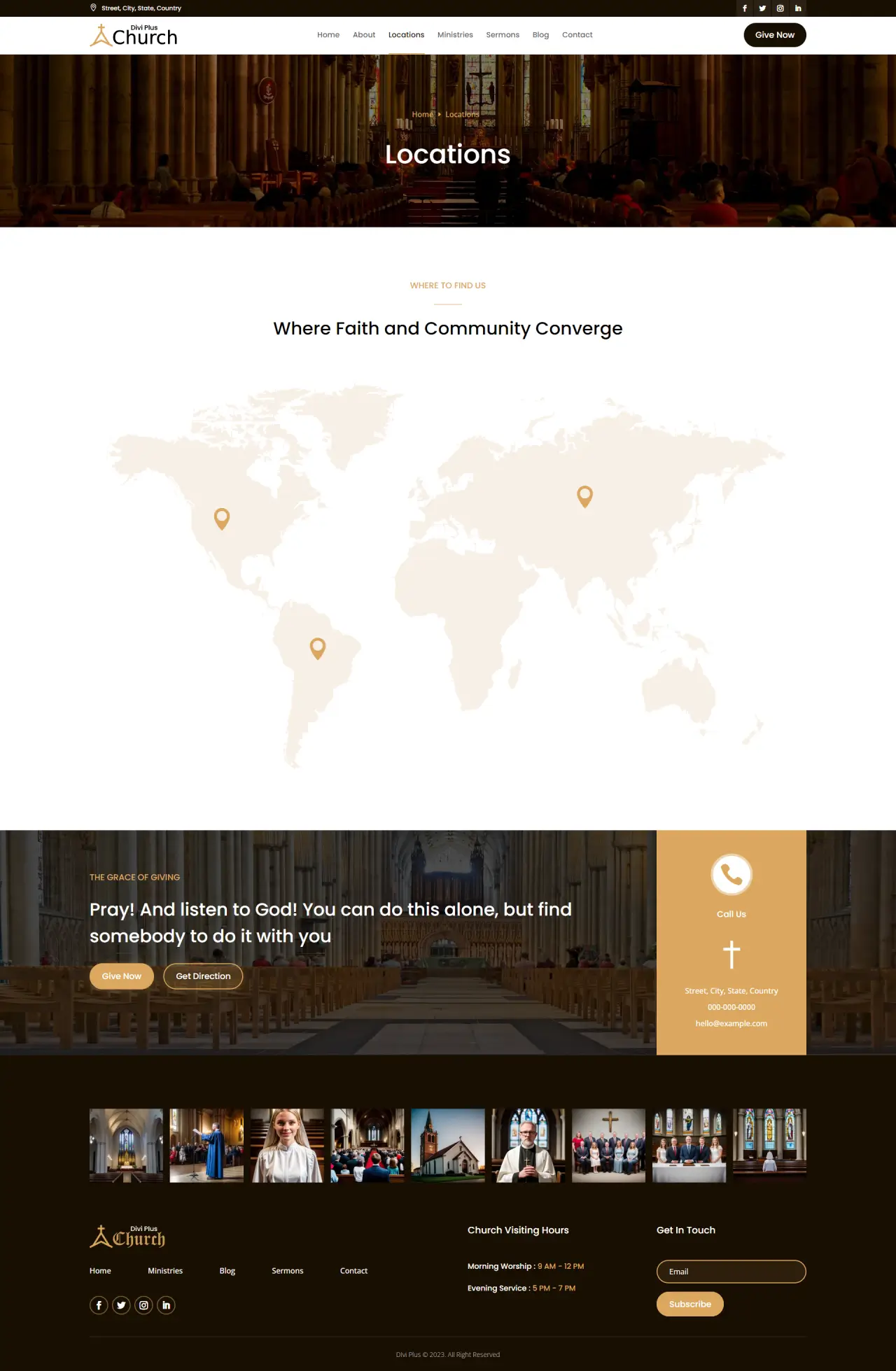 Divi Plus Church Child Theme Locations