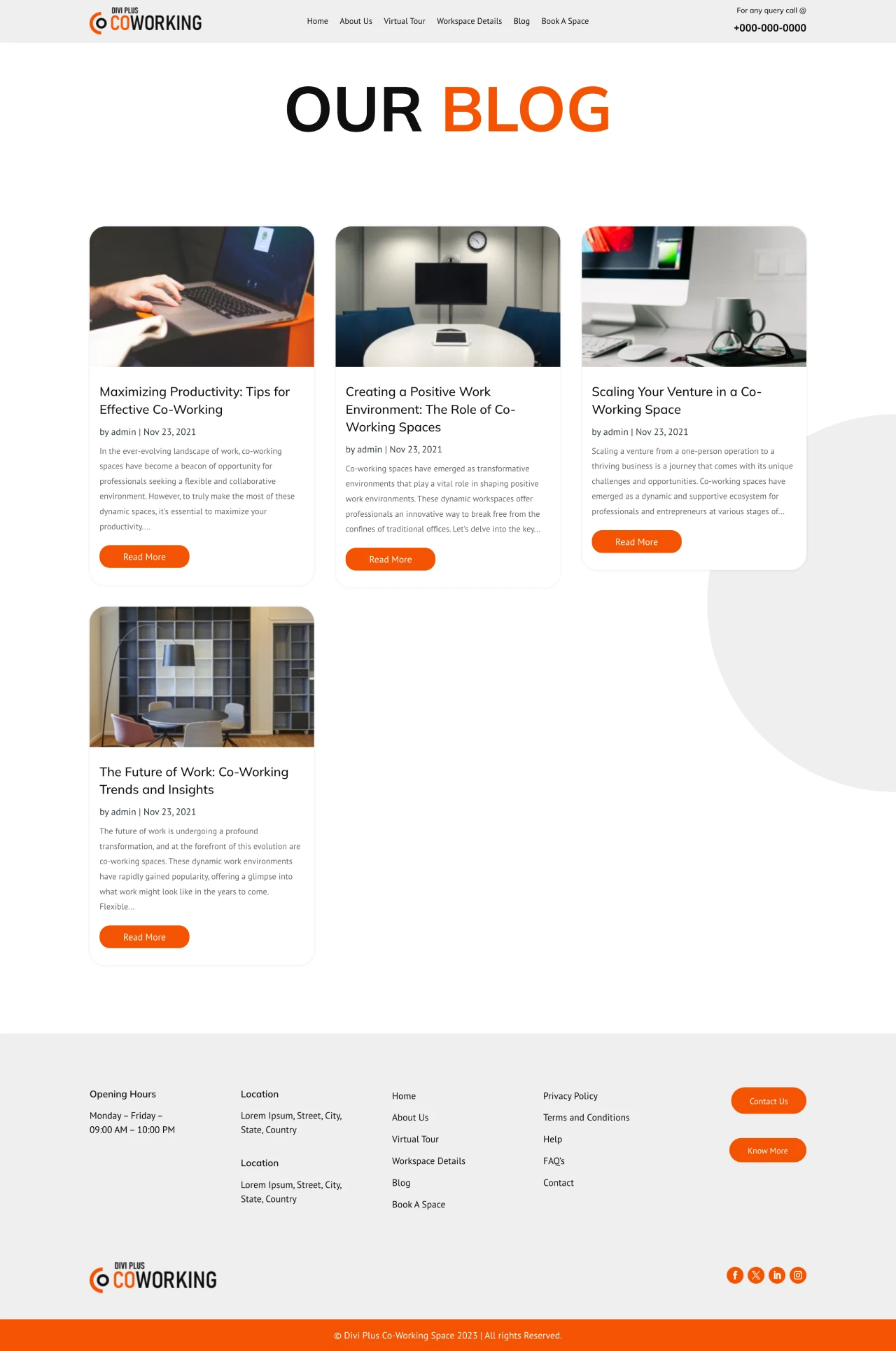 Divi Plus Co-Working Space Child Theme