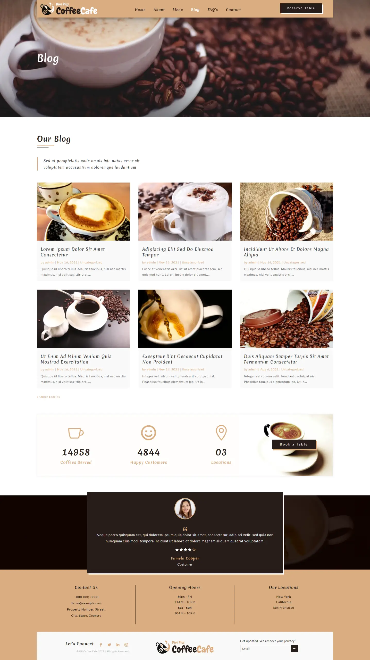 Divi Plus Coffee Cafe Child Theme Blog