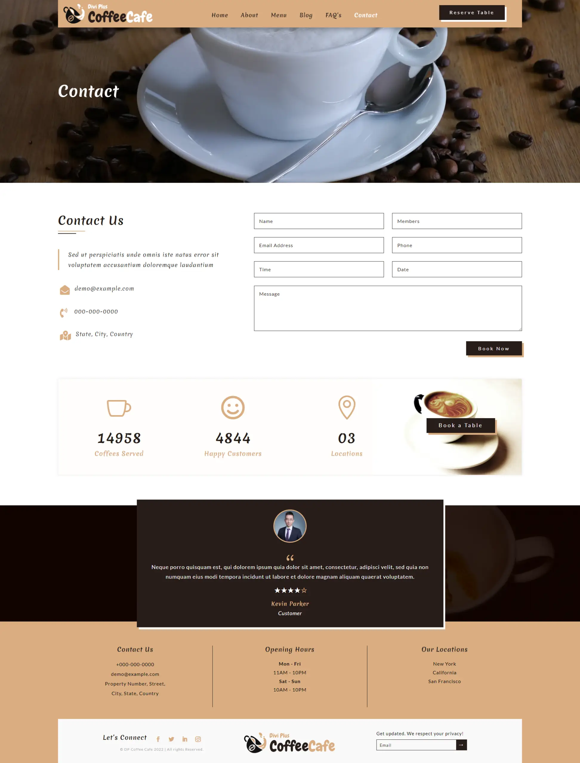 Divi Plus Coffee Cafe Child Theme Contact Us