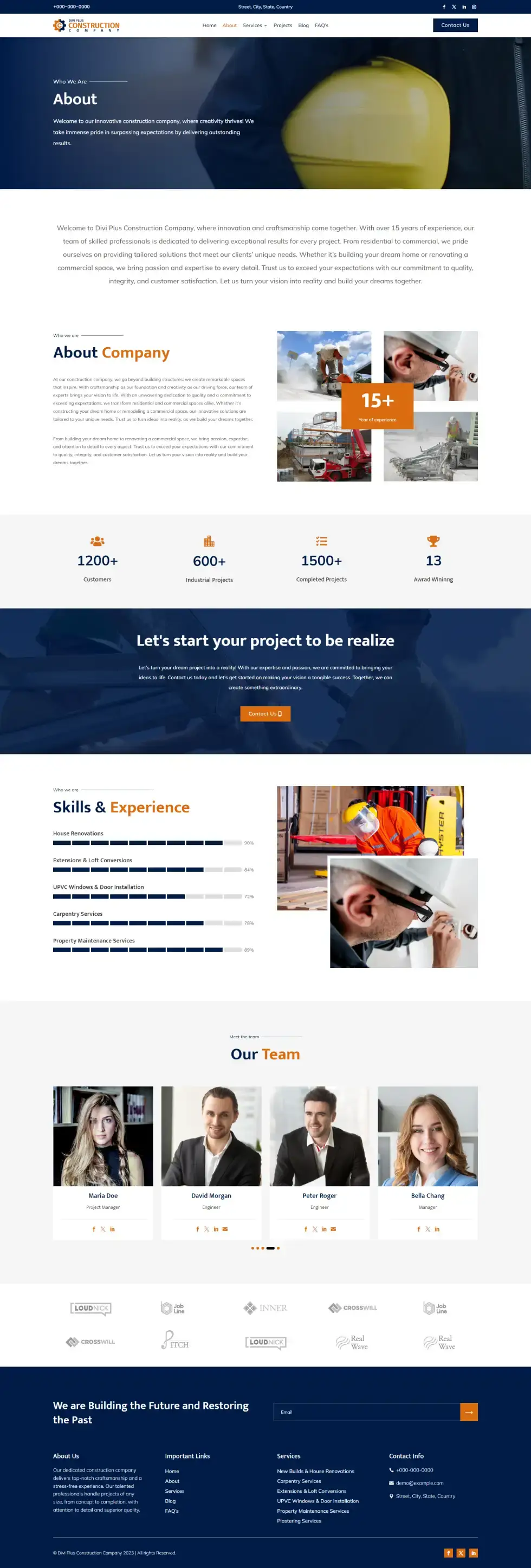 Divi Plus Construction Company Child Theme