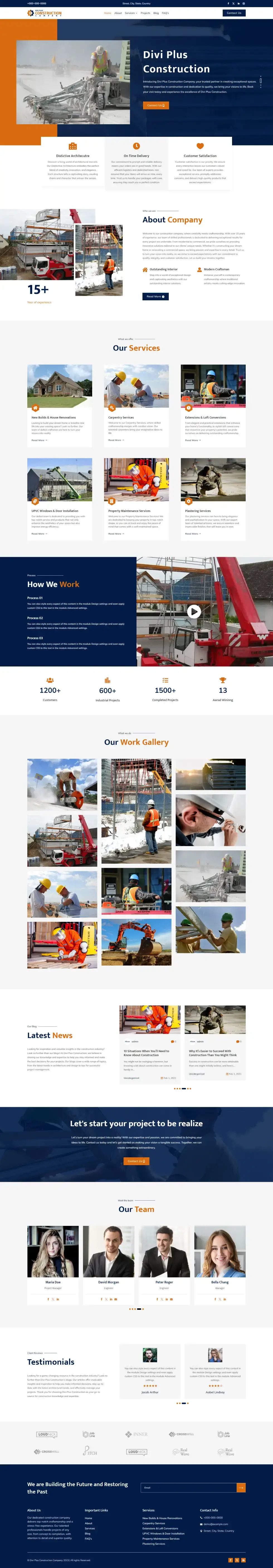 Divi Plus Construction Company Child Theme