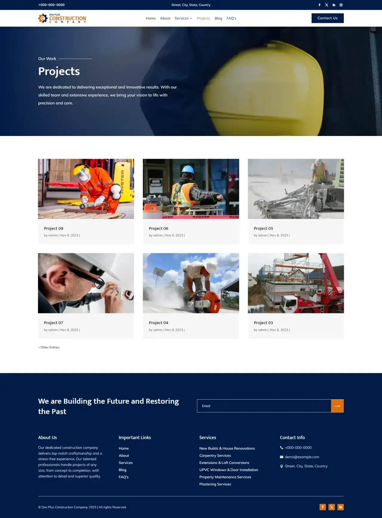 Divi Plus Construction Company Child Theme