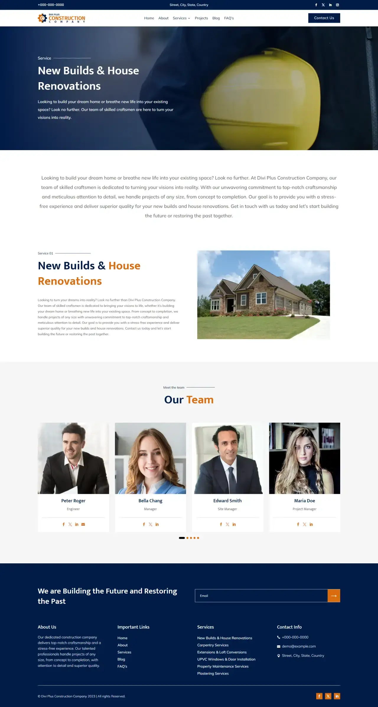 Divi Plus Construction Company Child Theme