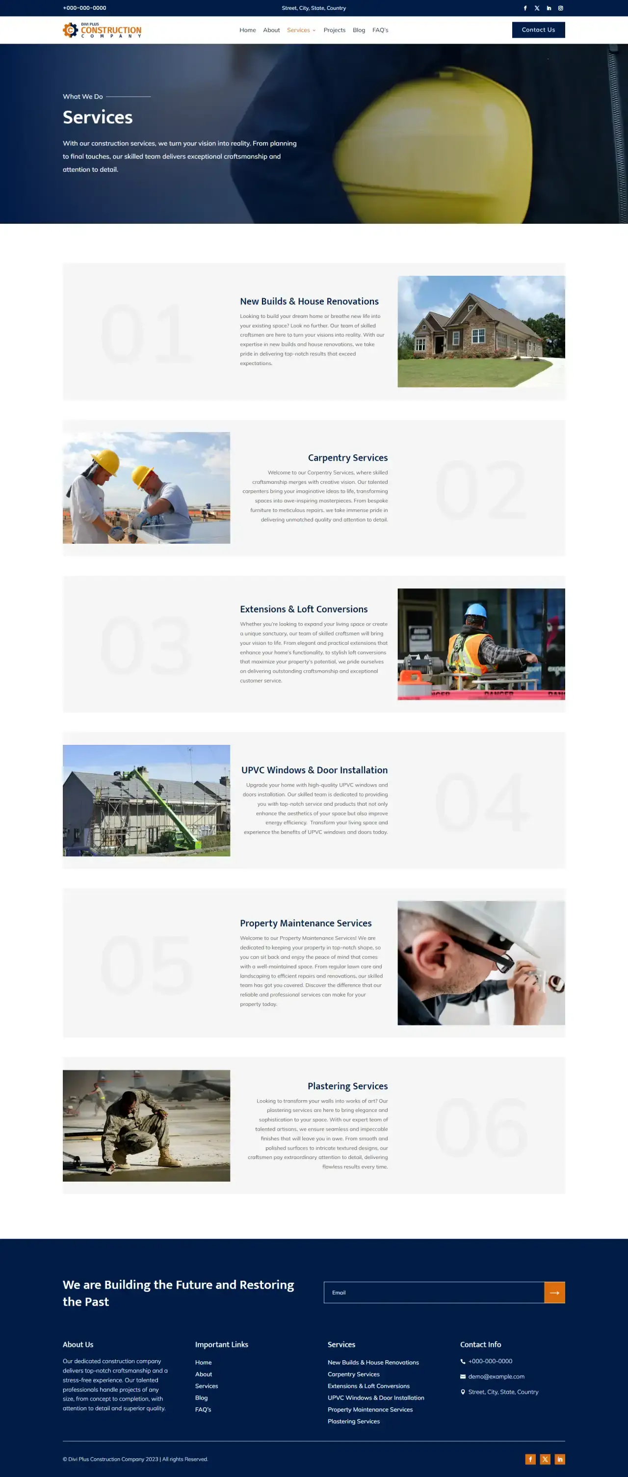 Divi Plus Construction Company Child Theme