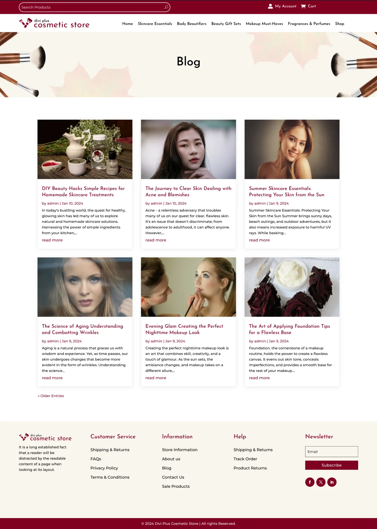 Divi Plus Cosmetic Store Child Theme Blog