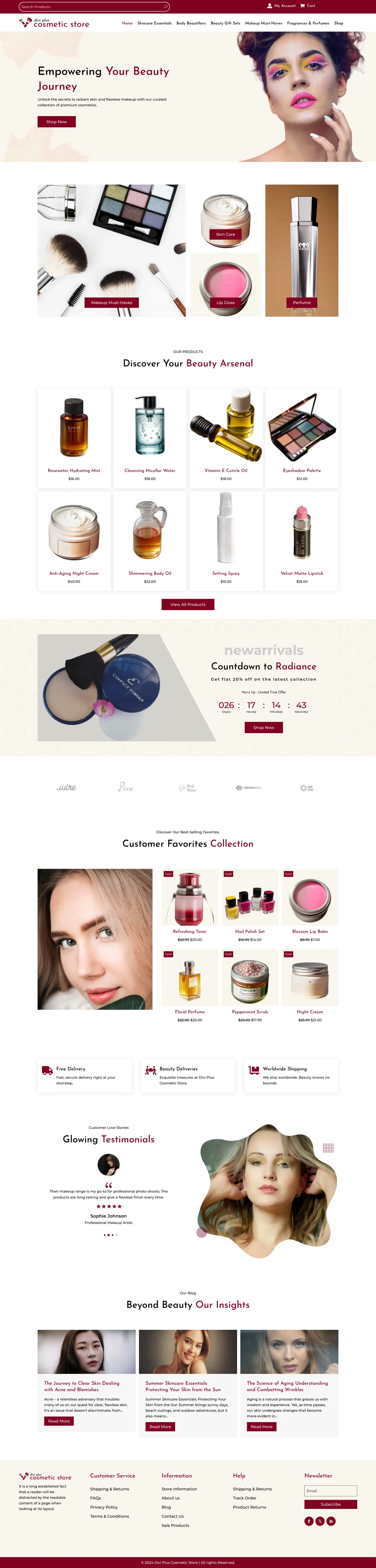 Divi Plus Cosmetic Store Child Theme Home