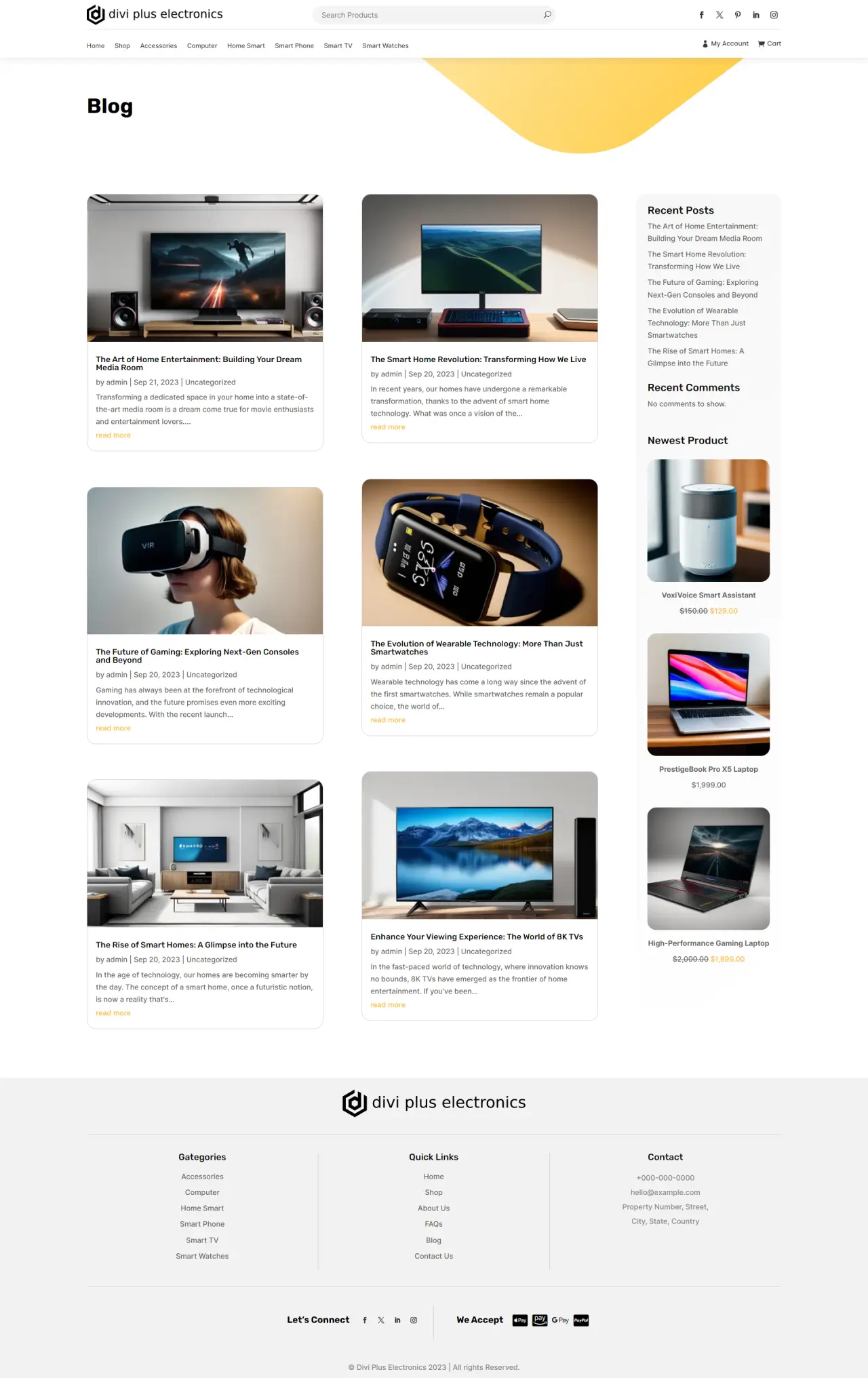 Divi Plus Electronics Store Child Theme