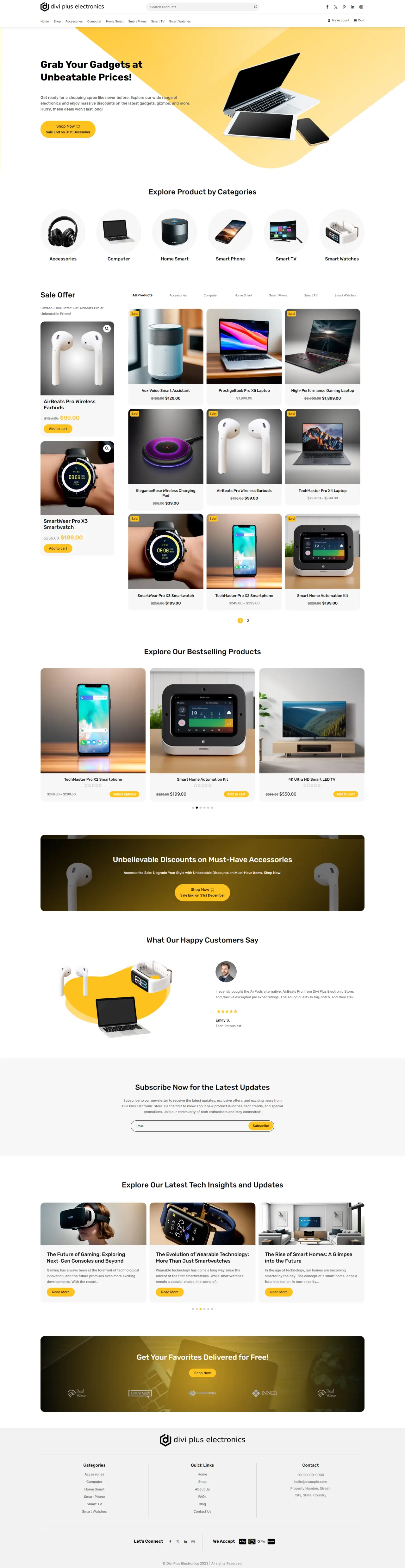 Divi Plus Electronics Store Child Theme