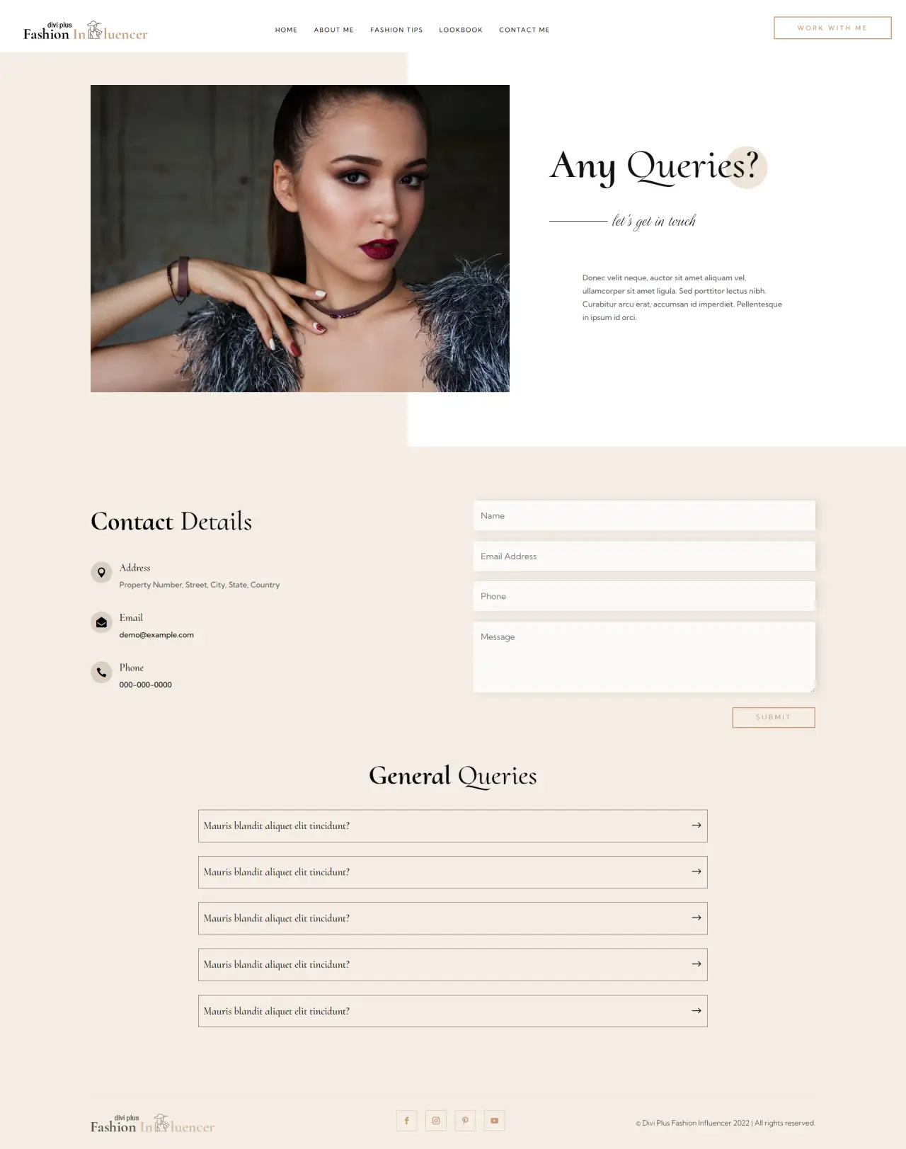 Divi Plus Fashion Influencer Child Theme Contact