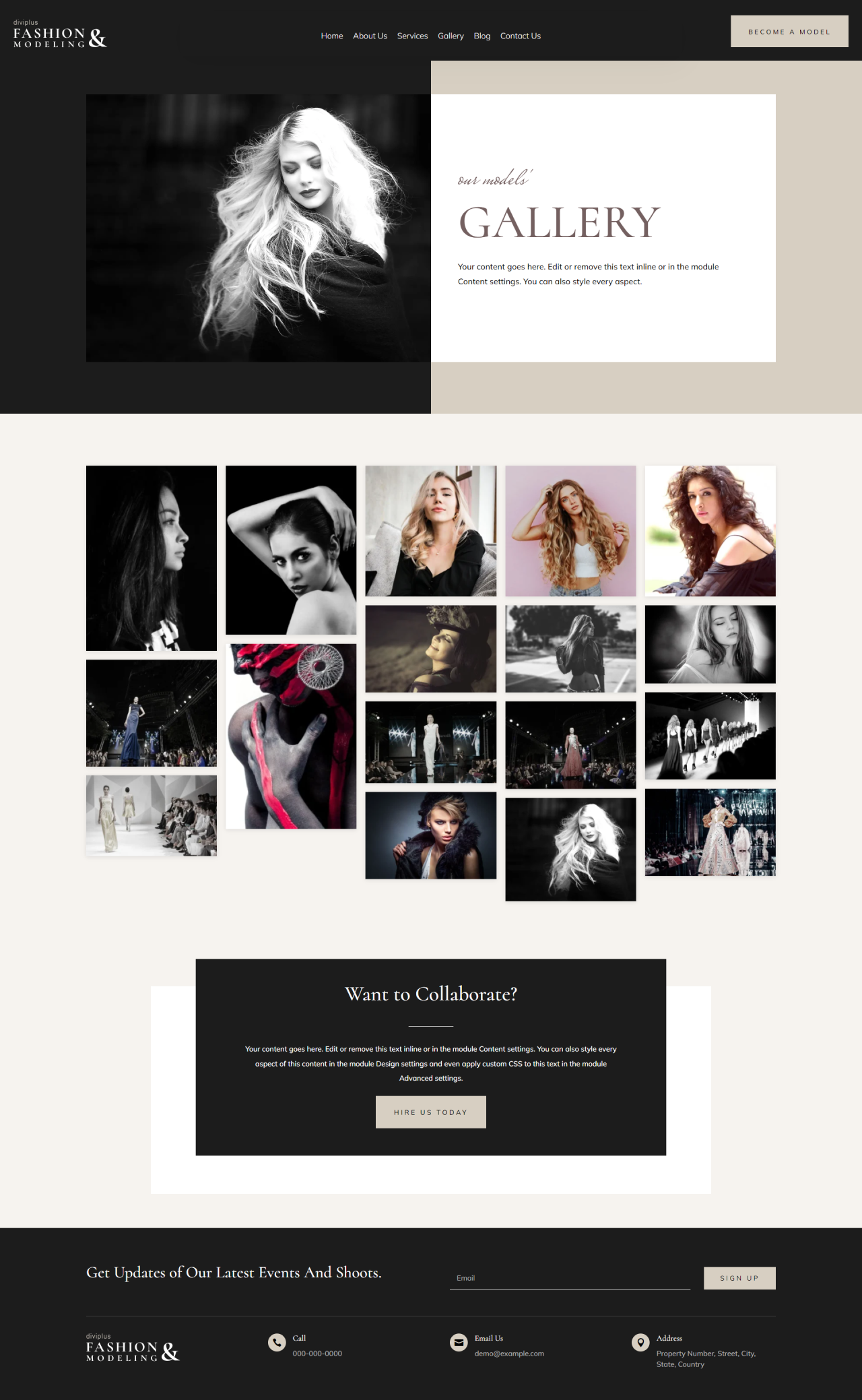 Divi Plus Fashion and Modeling Child Theme Gallery