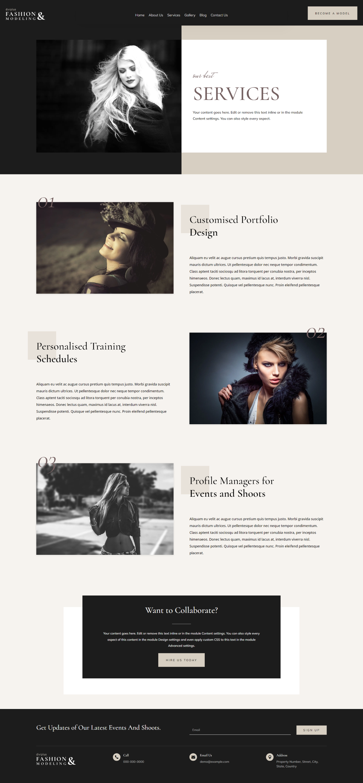 Divi Plus Fashion and Modeling Child Theme Services