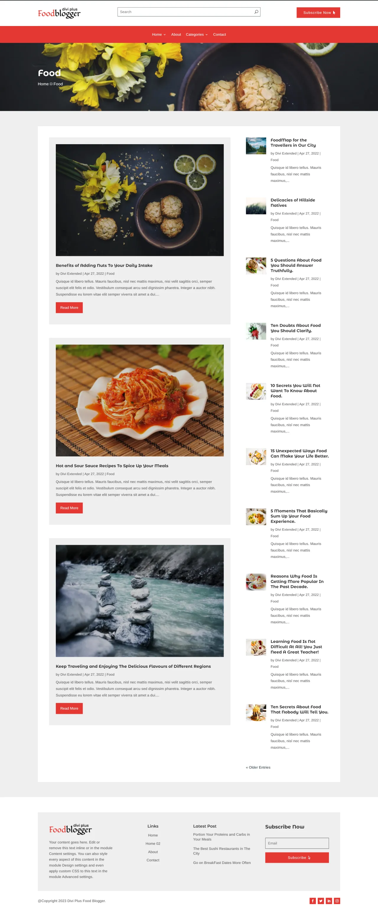 Divi Plus Food Blogger Food Category