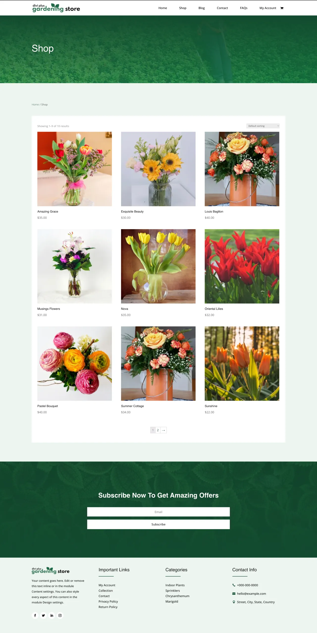 Divi Plus Gardening Child Theme Shop