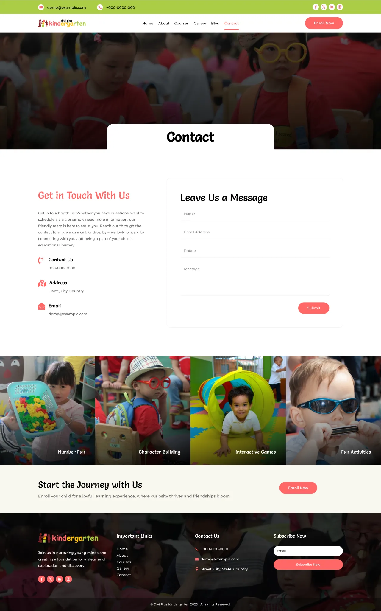 Divi Plus Kindergarten Child Theme Contact