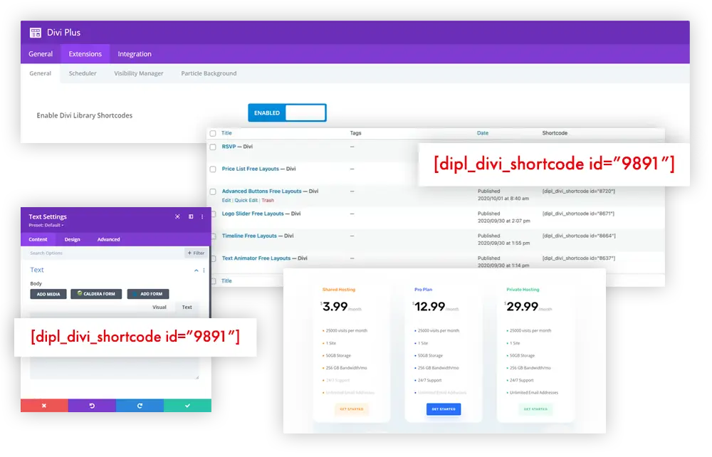 Divi Plus Library Shortcode Extension