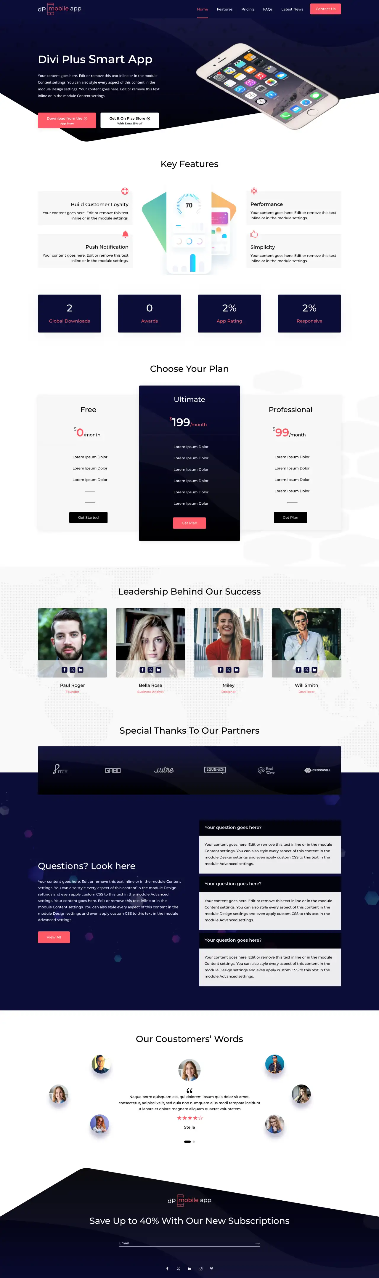 Divi Plus Mobile App Home