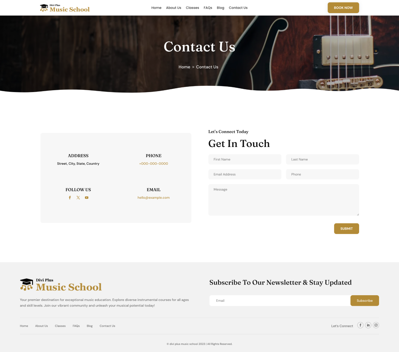 Divi Plus Music School Child Theme Contact Us