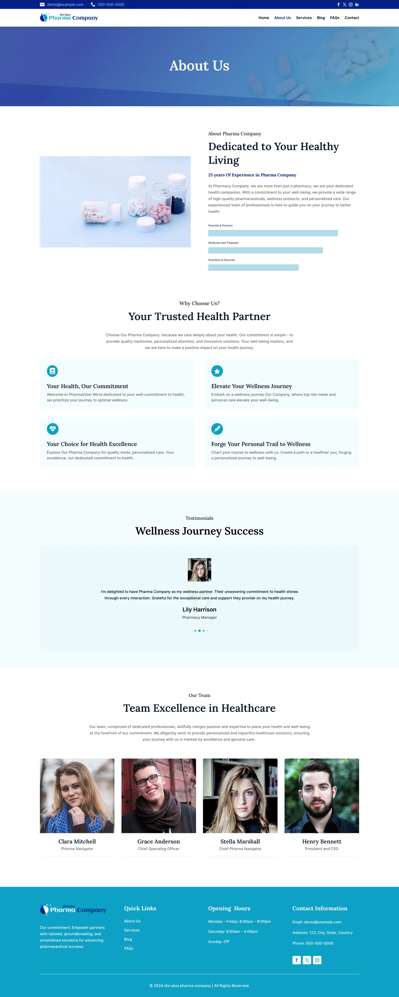 Divi Plus Pharma Company Theme About