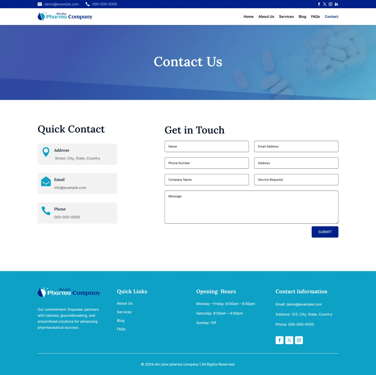 Divi Plus Pharma Company Theme Contact