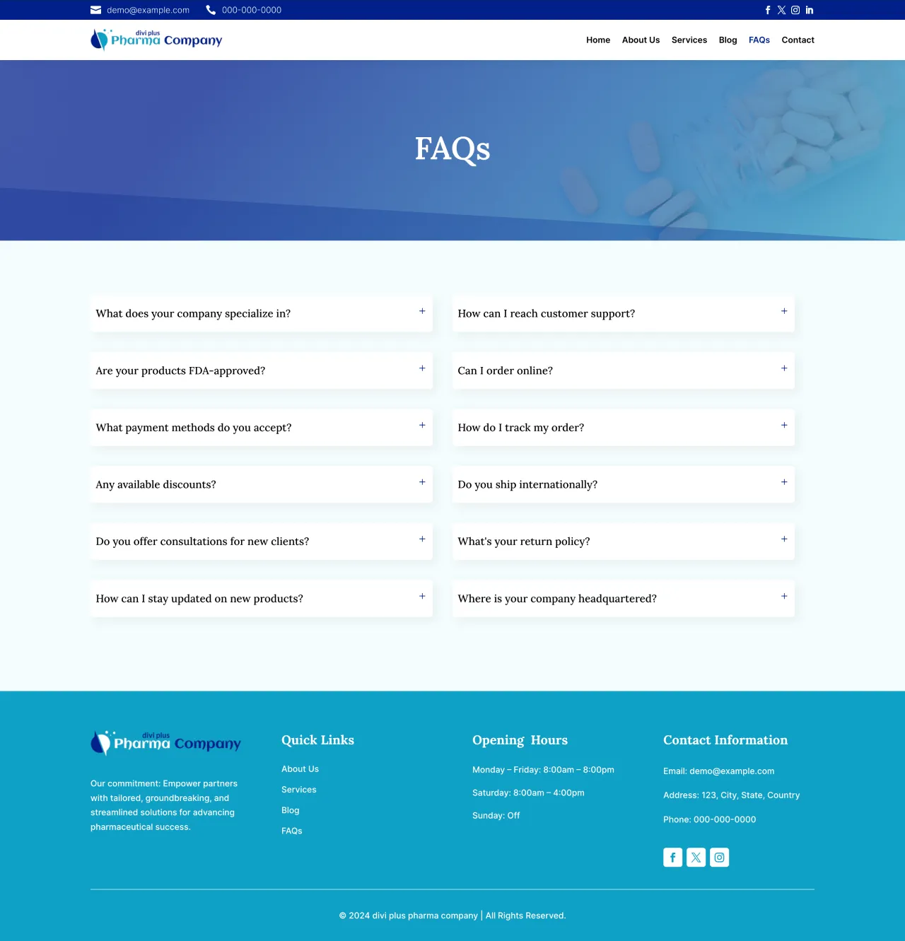 Divi Plus Pharma Company Theme FAQs