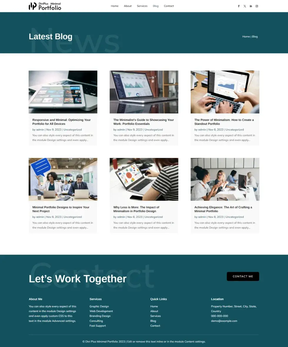 Divi Plus Minimal Portfolio Blog