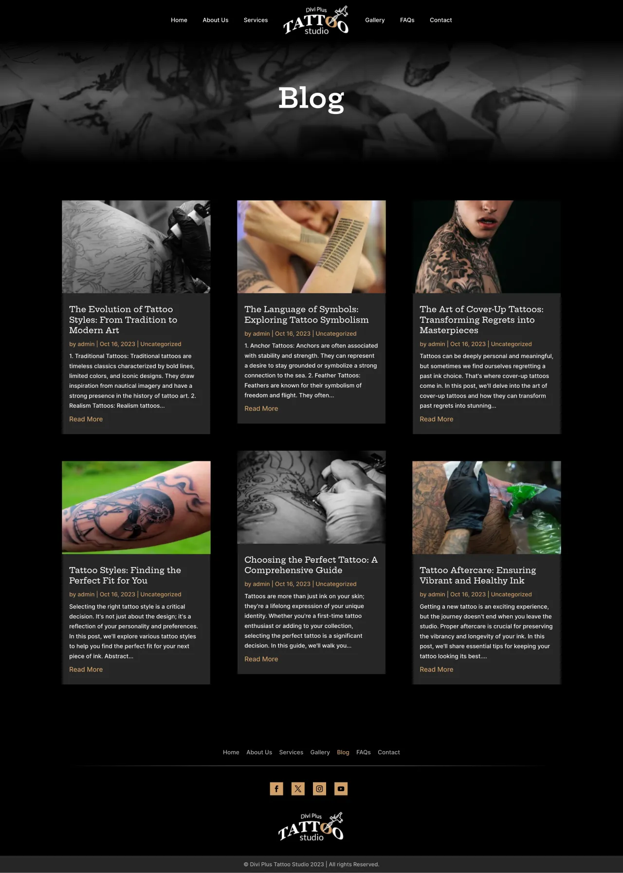 Divi Plus Tattoo Studio Child Theme