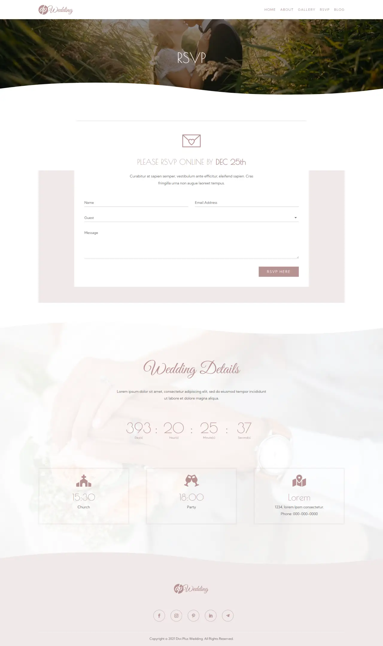 Divi Plus Wedding RSVP